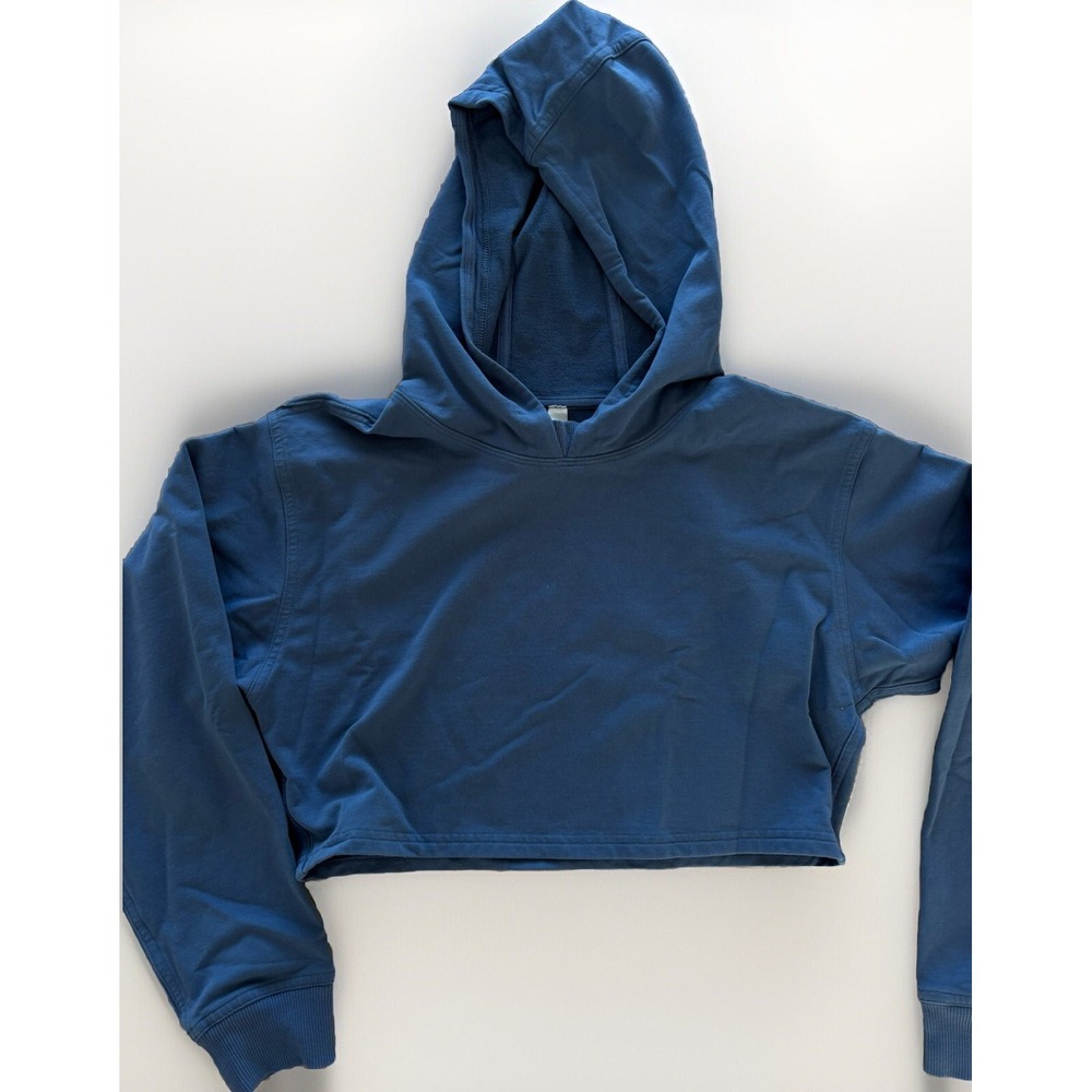 Lululemon All Yours Cropped Hoodie Womens 6 Ink Blue Oversized Cotton Terry